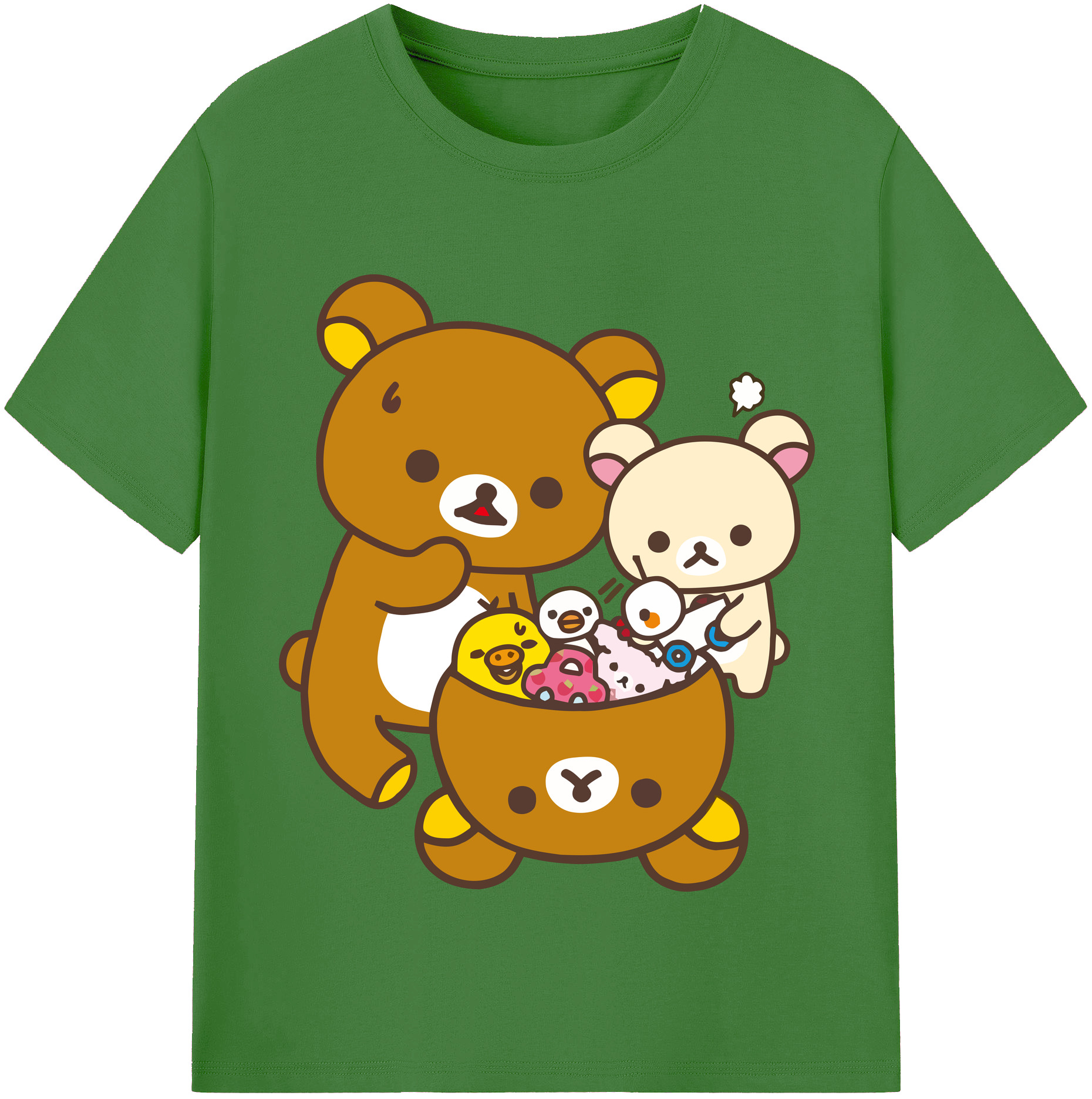 （画像用） リラックマ リラックマ キイロイトリ Rilakkuma Korilakkuma Kiiroitori レディースカジュアルプリントTシャツ（綿100％）